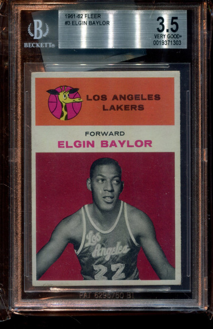 1961 Fleer Elgin Baylor Rookie Card BVG 3.5 Graded Basketball #3