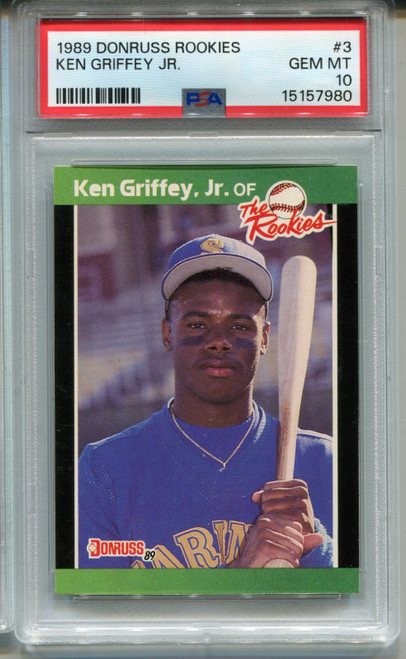 1989 Donruss Rookies Ken Griffey Jr Rookie Card PSA 10 Gem Mint Graded #3