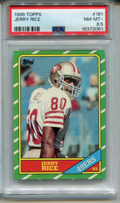 1986 Topps Jerry Rice Rookie Card PSA 8.5 NM MINT+ Football #161