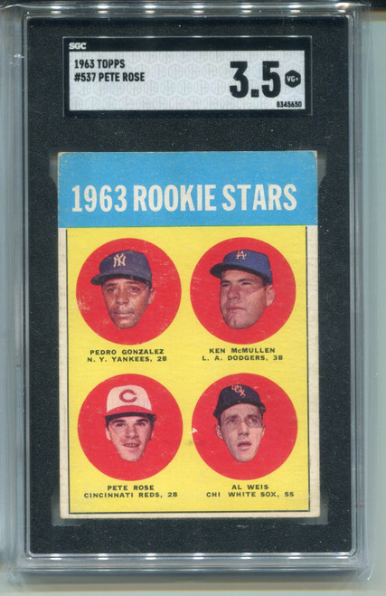 1963 Topps Pete Rose Rookie Card SGC 3.5 Graded Baseball #537 Centered