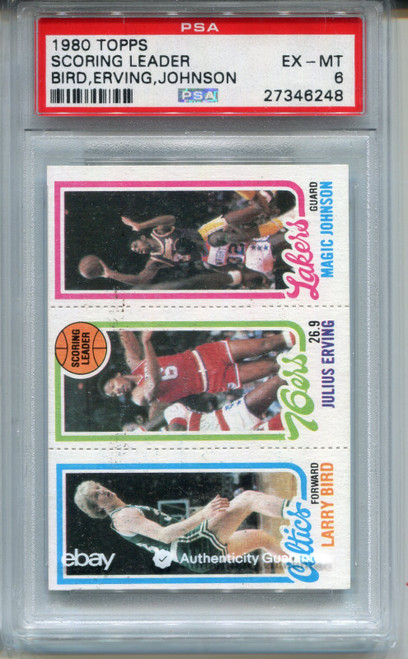1980 Topps Larry Bird Magic Johnson Rookie Card PSA 6  Ex MINT Dr J Graded