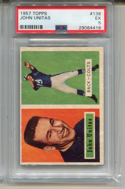 1957 Topps Johnny Unitas Rookie Card PSA 5 Graded Football #138