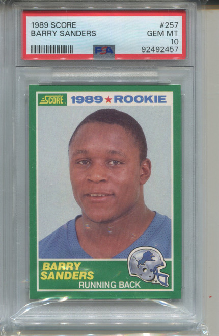 1989 Score Barry Sanders Rookie Card PSA 10 Gem Mint Graded Football #257