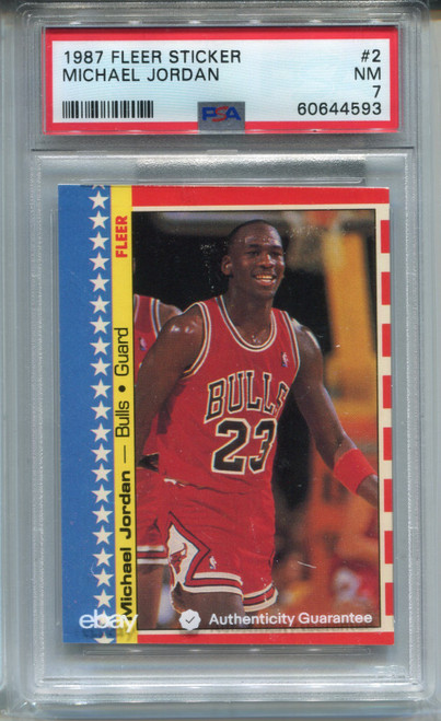1987 Fleer Michael Jordan Card PSA 7 Nr Mint Basketball Sticker #2 '87