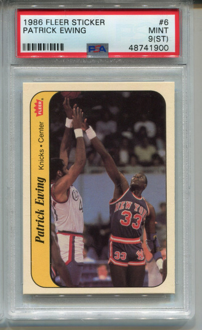 1986 Fleer Patrick Ewing Rookie Card PSA 9 MINT ST Sticker #6