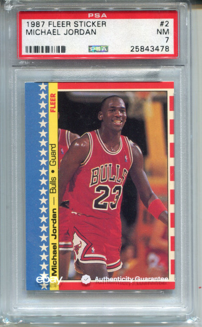 1987 Fleer Michael Jordan Card PSA 7 Nr Mint Basketball Sticker #2 '87-'88