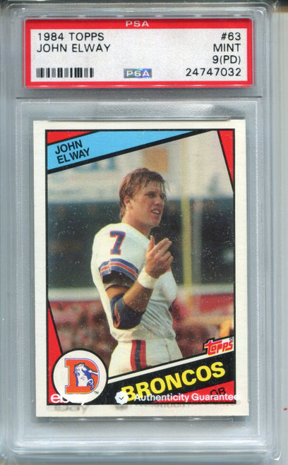 1984 Topps John Elway Rookie Card PSA 9 MINT PD Graded Football #63