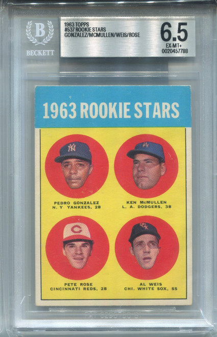 1963 Topps Pete Rose Rookie Card BVG 6.5 Ex MINT+ Graded Baseball #537 Centered