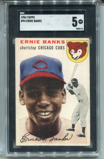 1954 Topps Ernie Banks Rookie Card SGC 5 Graded Baseball #94
