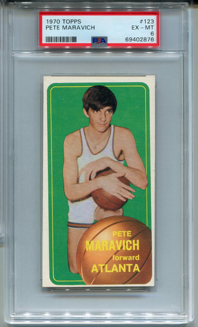1970 Topps Pete Maravich Rookie Card PSA 6 Ex MINT Graded Basketball #123