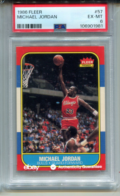 1986 Fleer Michael Jordan Rookie Card PSA 6 Ex MINT Graded #57 '86 - '87