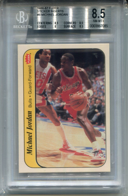 1986 Fleer Michael Jordan Rookie Card BGS 8.5 NM MINT+  Graded Sticker #8 RC