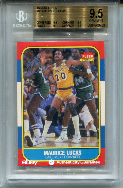 1986 Fleer Maurice Lucas Card BGS 9.5 Gem Mint Graded Basketball #66