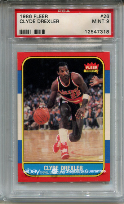 1986 Fleer Clyde Drexler Rookie Card MINT Graded Basketball #26
