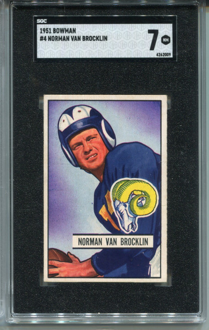 1951 Bowman Norm Van Brocklin Rookie Card SGC 7 Nr MINT Graded #4 Norman