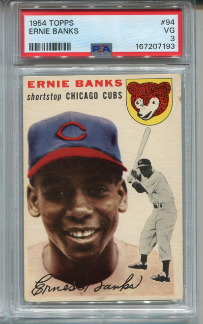1954 Topps Ernie Banks Rookie Card PSA 3 Graded Baseball #94