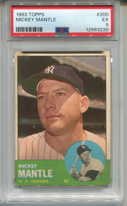 1963 Topps Mickey Mantle Card PSA 5 EX Graded Baseball #200
