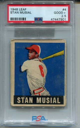 1948 Leaf Baseball #4 Stan Musial Rookie Card RC Graded PSA 4