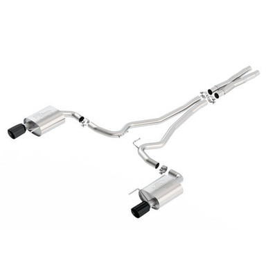 2015-2017 MUSTANG GT 5.0L CAT BACK SPORT EXHAUST SYSTEM - BLACK CHROME TIPS M-5200-M8SB