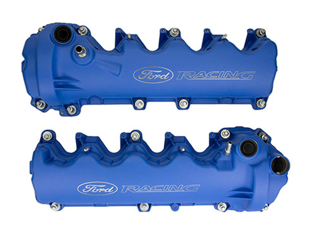 BLUE FORD RACING COATED 3-VALVE CAM COVERS M-6582-FR3VBL