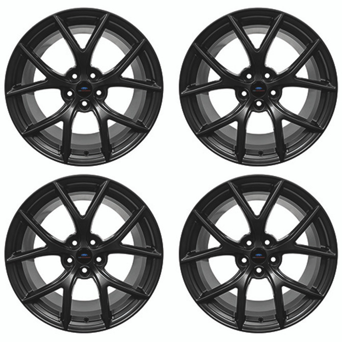  2015-2020 MUSTANG HP PERFORMANCE PACK 19" X 10.5" & 19" X 11" WHEEL KIT WITH TPMS KIT - MATTE BLACK M-1007K-DC19XMB 
