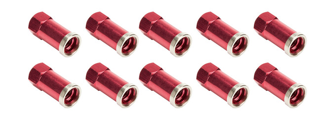 QC Cover Nuts Long Red 10pk