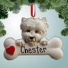 image of Westie Dog on Bone ornament