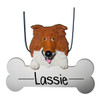 image of Collie Dog on Bone ornament