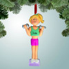 Christmas Ornament of Girl with Dumbbells - Blonde Hair