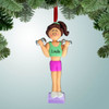 image of Girl with Dumbells - Brown Hair ornament