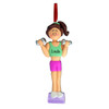 image of Girl with Dumbells - Brown Hair ornament