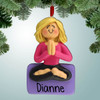 Christmas Ornament of Yoga Girl on Purple Mat - Blonde Hair Christmas Ornament of Yoga Girl on Purple Mat - Blonde Hair