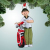 Christmas Ornament of Male Golfer with Red Bag