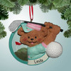 Christmas Ornament of Golfing Bear w/Big Golf Ball  - Female