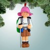 Christmas Ornament of Female Hiker with Brown Shorts