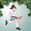 Christmas Ornament of Field Hockey Girl with Brown Hair