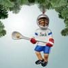 Christmas Ornament of Male Lacrosse Player with Yellow Ball