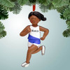Christmas Ornament of Female Runner with Stripe - Dark Skin Christmas Ornament of Female Runner with Stripe - Dark Skin