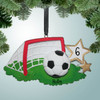 Christmas Ornament of Soccer Ball in Front of Goal