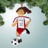 Christmas Ornament of Red Uniform - Female Dribbler Brown Hair Christmas Ornament of Red Uniform - Female Dribbler Brown Hair