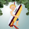 Christmas Ornament of Surfer Male Carrying Board - Blonde Hair