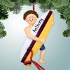 Christmas Ornament of Surfer Male Carrying Board - Brown Hair