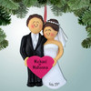 Christmas Ornament of Wedding Couple Pink Heart - Both Brown Christmas Ornament of Wedding Couple Pink Heart - Both Brown