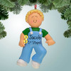 Christmas Ornament of Baby Boy's First Steps - Blonde Hair 1st