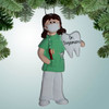 Christmas Ornament of Female Dentist with Large Tooth - Brown Hair