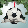 Christmas Ornament of Soccer Banner with Holly