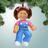 Personalized Baby Girl's First Steps - Brown Hair 1st Christmas Ornament