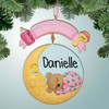 Christmas Ornament of Baby Bear Sleeping on the Moon - Girl 1st