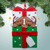 Christmas Ornament of Teddy Bear Couple with Large Present Christmas Ornament of Teddy Bear Couple with Large Present