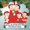 Personalized Christmas Family in Red Pajamas - 5 Christmas Ornament